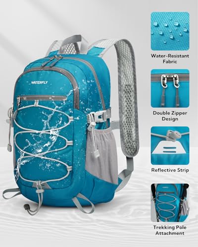 WATERFLY Small Lightweight Packable Backpack: 15L Mini Ultra Light Foldable Travel Daypack with Breathable Shoulder Strap Outdoor Hiking Camping Day Pack for Women Men Blue - color: Blue