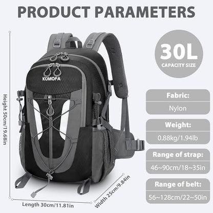 Hiking Backpack 30L Lightweight Travel Daypack Small Day Pack for Men Women Outdoor Camping Backpacking, Black - color: Black