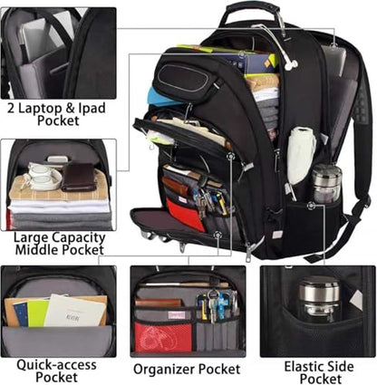 18.4 inch Gaming Laptop Backpacks,Big Capacity TSA Friendly RFID Anti Theft Pocket College Heavy Duty Computer Work bag for Men - color: Grey