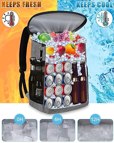 Cooler Backpack Insulated Leakproof Waterproof Backpack Cooler Bag 30/45 Cans, Large Capacity Lightweight Travel Camping Beach Backpack Cooler Ice Chest for Men and Women - color: gray, size: 45 Cans