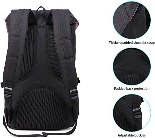KAUKKO Laptop Outdoor Backpack Traveling Daypack Hiking Rucksack Large Capacity Bag Fits 15.6"(0-Black(2PC)) - color: 0-black(2pc)