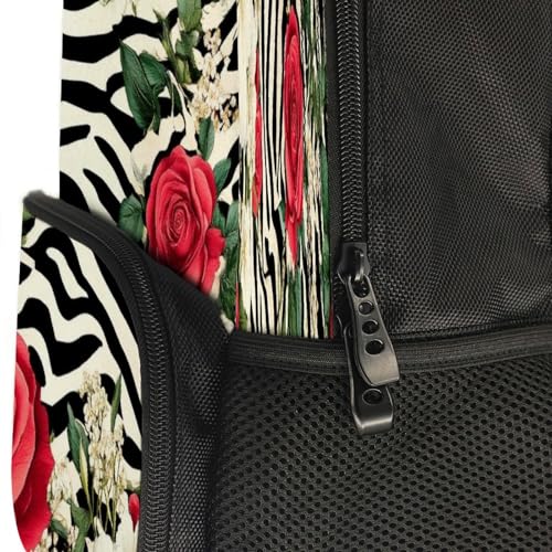 Supdreamc Backpack Polyester Anti-Theft Multipurpose Cheetah Leopard Zebra Print Floral Black And White Bookbag Large Capacity Laptop Book Bag Rucksack With Side Pockets - color: Pattern 423