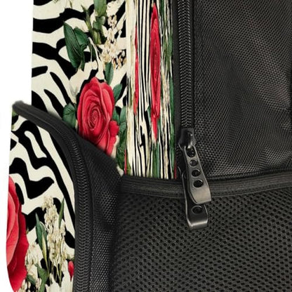 Supdreamc Backpack Polyester Anti-Theft Multipurpose Cheetah Leopard Zebra Print Floral Black And White Bookbag Large Capacity Laptop Book Bag Rucksack With Side Pockets - color: Pattern 423