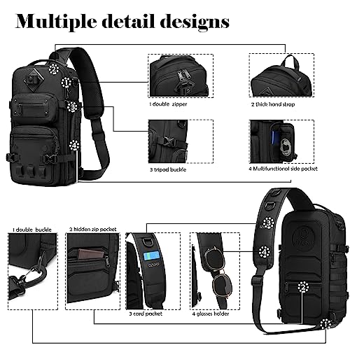 OZUKO Tactical Backpack Chest Sling Bags for Men, Waterproof Crossbody Shoulder Daypack for Outdoor Walking Hiking Trekking (Camo) - color: Camo