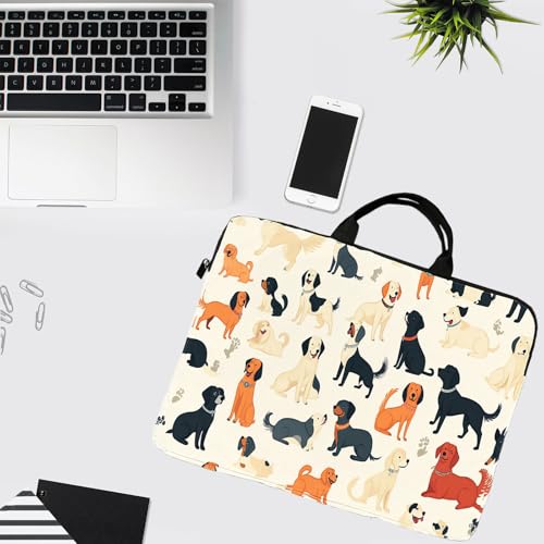 15-Inch Laptop Sleeve – Stylish, Lightweight, Shockproof, Water-Resistant Case for Lenovo, HP, Dell, Asus Notebooks - Cute Cartoon Dogs - color: Cute Cartoon Dogs