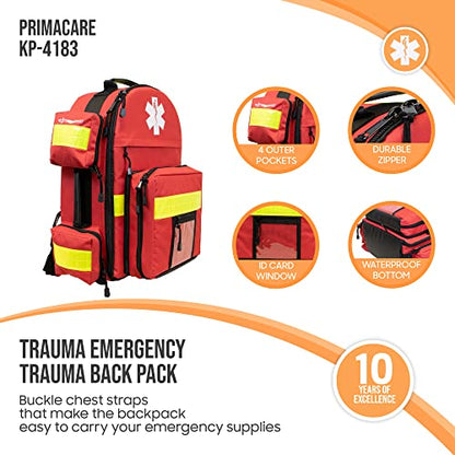 Primacare KP-4183 Trauma Emergency Medical Supplies Tactical 17"x6"x9" Trauma Back Pack Bag for Holding O2 Tank