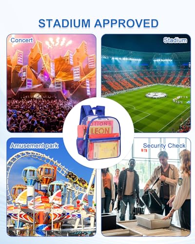 Clear Backpack for Stadium Events, 12x12x6 Small Clear Plastic bag with Reinforced Straps for Game Security Festival Concert - color: Blue