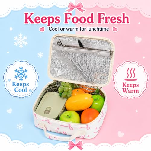 LEDAOU Lunch Box Kids Insulated Lunch Bag Girls Boys Toddler Reusable Lunchbox for School Picnic Hiking (Bow Tie) - color: Bow Tie