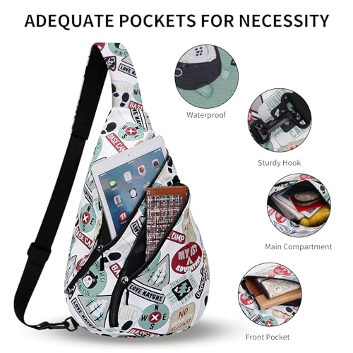 HUA ANGEL Crossbody Sling Bag for Men & Women Lightweight Waterproof Chest Shoulder Bag for Travel Hiking & Everyday Use - color: W-bear