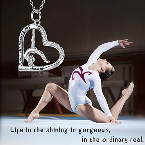 Sariel Gymnastics Gifts for Women Gymnast Necklace 925 Sterling Silver Gymnastics Fashion Jewelry Pendant Birthday - color: She believe