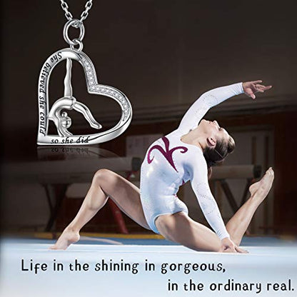 Sariel Gymnastics Gifts for Women Gymnast Necklace 925 Sterling Silver Gymnastics Fashion Jewelry Pendant Birthday - color: She believe