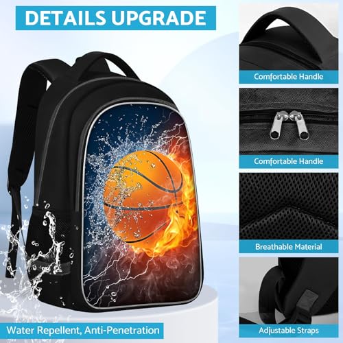 TILYTADLY School Backpack for Boys - Basketball Boys Backpack for Kids Children Teens Elementary Middle School - Students Bag for Ages 6-18,17″Bookbag Multifunctional Large Capacity - color: Basketball-02-backpack Only