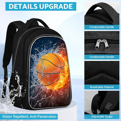 TILYTADLY School Backpack for Boys - Basketball Boys Backpack for Kids Children Teens Elementary Middle School - Students Bag for Ages 6-18,17″Bookbag Multifunctional Large Capacity - color: Basketball-02-backpack Only