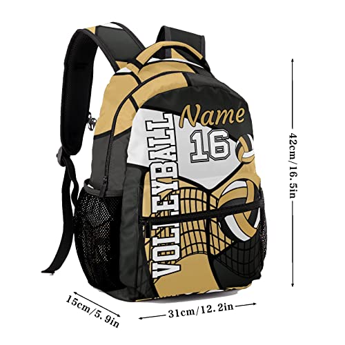 Customized Volleyball Gold White Black Waterproof Backpack with Name for Hiking Camping Picnic - color: Backpack 3
