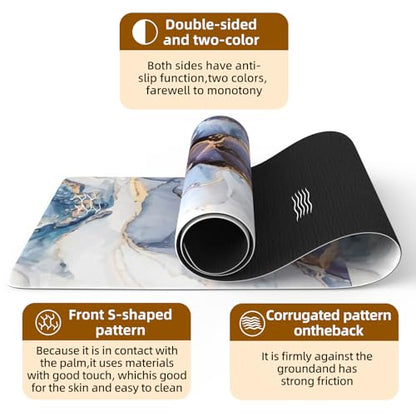 FOLAI Extra Thick Yoga Mat 6mm，pilates mat thick - Non-Slip Exercise Mat for HIIT, Pilates & Home Workouts & Workout with Free Carry Strap - color: ink