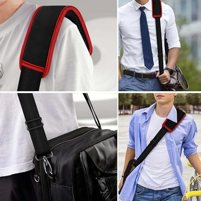 60" Shoulder Strap with Adjustable Thick Removable Pad and Metal Swivel Hooks Fit Laptop Crossbody Bag,Briefcase Duffel Bags - color: Black Red Edge