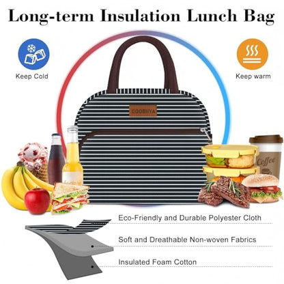Coobiiya Lunch Bag Women, Lunch Box for Women Adult Men, Small Leakproof Cute Lunch Tote Large Capacity Reusable Insulated Cooler Lunch Container for Work/Office/Picnic/Travel-Black Plaid - color: Black Plaid
