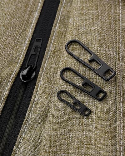 VIPERADE VAT1 Heavy Duty Titanium Zipper Pulls Replacement, Universal Zipper Pull Tab Repair Kit for Jackets, Coats, Suitcases, Luggage, Backpacks, Handbags and EDC Pouches (6 Black, 2S+2M+2L) - color: 6 Black, size: 2S+2M+2L