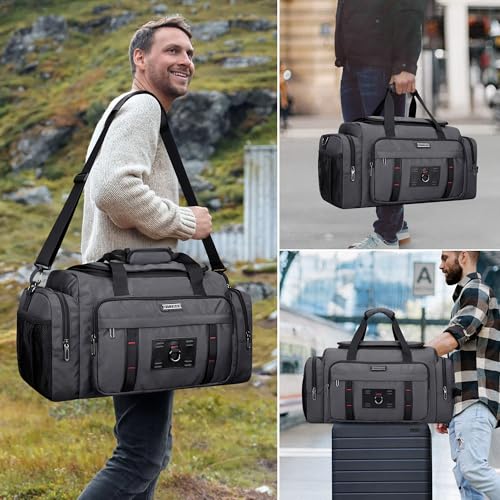 WITZMAN Duffle Bag for Men Large Overnight Carry On Weekender Bag with Shoe Compartment Sports Gym Duffle Bags for Traveling(B719 Silvery Grey) - color: Silvery Grey
