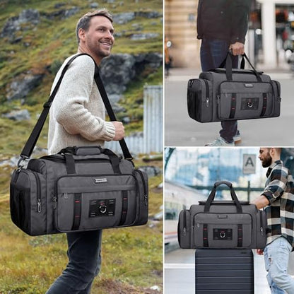 WITZMAN Duffle Bag for Men Large Overnight Carry On Weekender Bag with Shoe Compartment Sports Gym Duffle Bags for Traveling(B719 Silvery Grey) - color: Silvery Grey