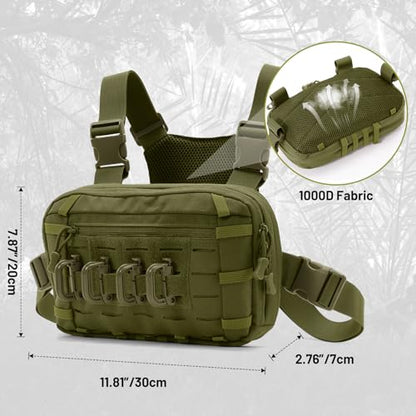 Tactical EDC Chest Bag Utility Molle Chest Rig Pouch with CCW Compartment Adjustable Strap Outdoor Chest Pack - color: Amy Green