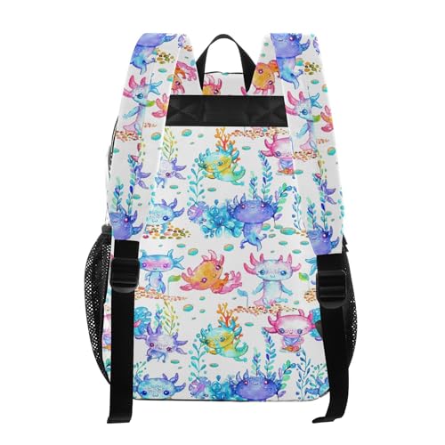 Watercolor Cute Axolotl Clear Backpack PVC Transparent School Backpack Lightweight Student Book Bags Capacity Clear Bag - color: Wishy-washy Blue