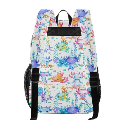 Watercolor Cute Axolotl Clear Backpack PVC Transparent School Backpack Lightweight Student Book Bags Capacity Clear Bag - color: Wishy-washy Blue
