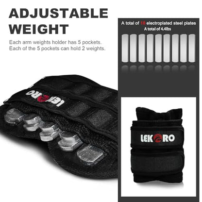 Ankle Weights Wrist Weights for Men Women, 1 Pair Adjustable Removable Steel Weighted Plates Arm Leg Weights for Walking Running Pilates, Fitness Weights - color: Adjustable Wrist Weights 4.4 LBS