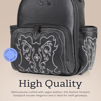 Itzy Ritzy Mini Diaper Bag Backpack – Chic, Compact Mini Plus Backpack with Changing Pad, 10 Pockets (6 Internal, 4 External), Grab-Top Handle & Rubber Feet (Outlaw) - color: Outlaw