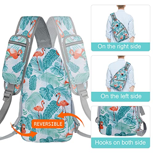 ZOMAKE Sling Bag,Small Crossbody Sling Backpack,Water Resistant Shoulder Daypack for Travel,Anti Thief Chest Bag for Hiking(Flamingo Blue) - color: Flamingo Blue