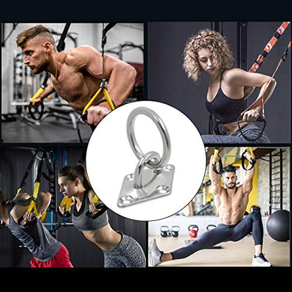 4Pcs M5 Diamond Pad Eye Plate with Ring Hook, Ceiling Hooks Wall Mount Bracket, Heavy Duty Stainless Steel Anchor Mount for Yoga Swings Hammocks/Boat Rigging/Suspension Training Straps - size: M5 (Diamond Pad Eye)