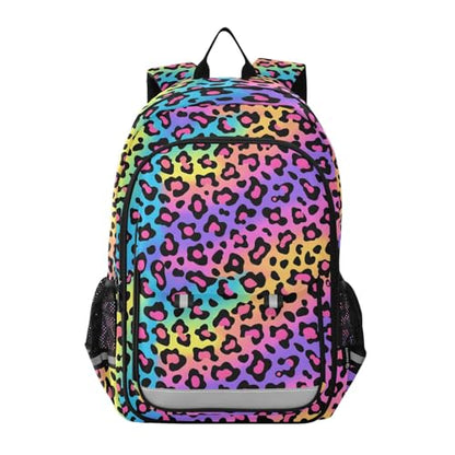 ALAZA Rainbow Leopard Print Neon Cheetah Laptop Backpack Purse for Women Men Travel Bag Casual Daypack with Compartment & Multiple Pockets - color: Leopard