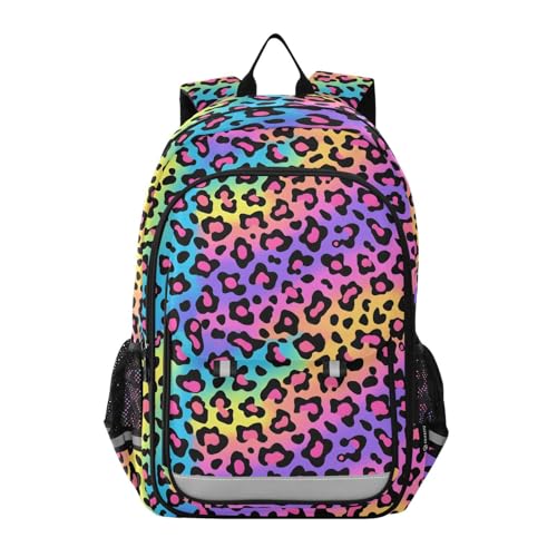 ALAZA Rainbow Leopard Print Neon Cheetah Laptop Backpack Purse for Women Men Travel Bag Casual Daypack with Compartment & Multiple Pockets - color: Leopard