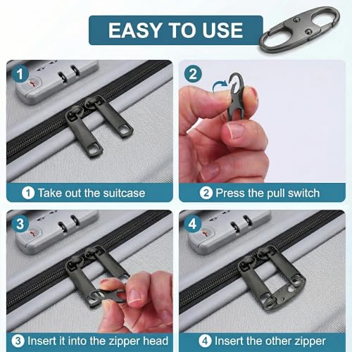 20 Pack Zipper Clip Lock Anti-Theft Deterrent - Keep Zippers Securely Closed - Universal Zipper Pull Tab Replacement for Luggage Backpack Purse Travel Bag（Space Grey）