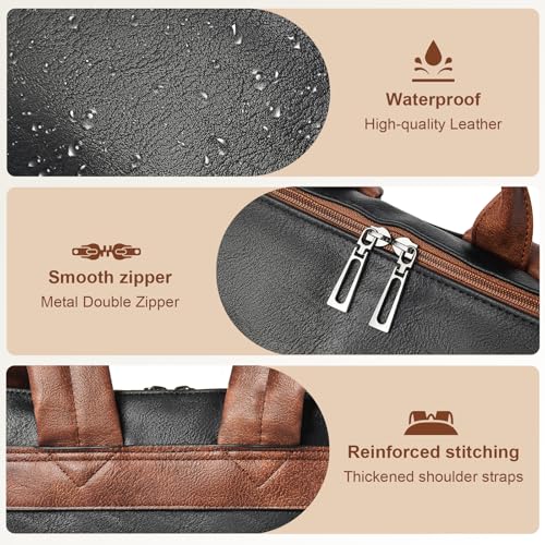 Shrrie Laptop Backpack for Women 15.6 inch,Travel Leather Backpack Purse Nurse Teacher Carry on Backpack Computer Bag,Professional Water-Resistant College Business Work Casual Daypack,Black with Brown - color: Black With Brown