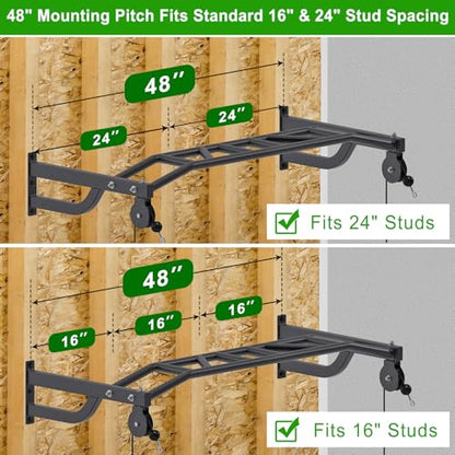 SELEWARE 48'' Heavy Duty Pull Up Bar Wall Mount Multi-function Chin up Bar with Home Gym Cable Pulley System LAT Pulldown Workout Attachments Heavy Bag Hanger - color: C. Black Pull Up Bar with Cable Pulley System