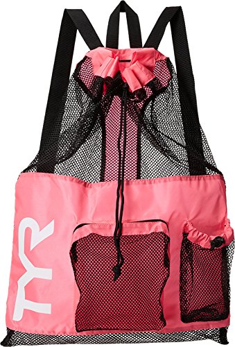 TYR Big Mesh Mummy Backpack For Wet Swimming, Gym, and Workout Gear, Pink - color: Pink