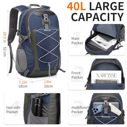 40L Hiking Backpack Lightweight Daypack Waterproof Travel Camping Backpack for Men Women Sport Packable - color: A5-royal Blue