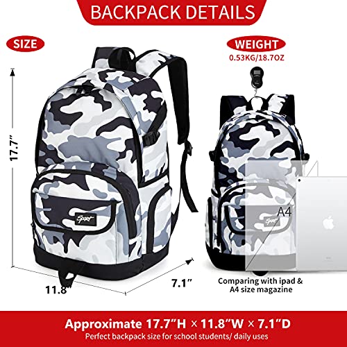 rickyh style School Backpack Travel Bag for Men & Women Lightweight College Back Pack with Laptop Compartmen - color: 04camouflage White
