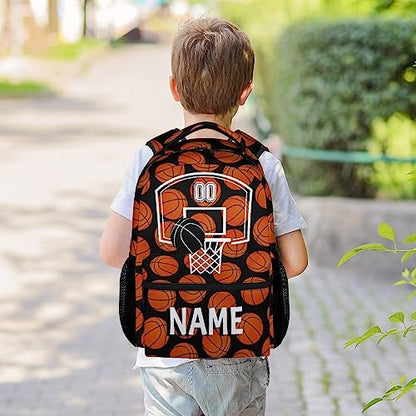 Mercuryelf Personalized Basketball Backpack for Boys Girls - 16 Inch Black Backpacks for School Travel - Cool Lightweight Bookbag for Kids - color: Basketball-3-1