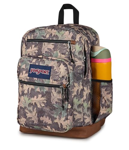 JanSport Cool Backpack with 15-inch Laptop Sleeve, Large Computer Bag Rucksack with 2 Compartments, Ergonomic Straps, Woodland Camo - color: Woodland Camo Green/Grey/Charcoal