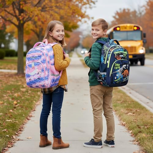 Cusangel Backpack for Girls Boys School Bookbags Kindergarten Elementary Lightweight Waterproof Multifunctional Large Capacity for Backpack (16 inch Sky Unicorn Fun Prints) | SKy Unicorn Elementary lightweight Waterproof Large Backpack with chest buckle 6