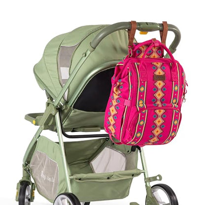 Wrangler Aztec Backpack Organized Daypack Travel Baby Bag with Stroller Strap and Side Bottle Pockets WG2204-9110HPK - color: Angel Hot Pink