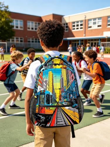 Pardick City Subway Rail Backpacks Travel Backpack for Women Men Waterproof Bookbag Laptop Backpack with Compartment Traveling Back Pack for Work, Gym - color: City Subway