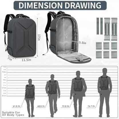 Camera Backpack, Hardshell DSLR Photography Camera Bag with Rain Cover, Waterproof Hard Shell Camera Case with Tripod Holder & 15.6" Laptop Compartment Compatible with Canon/Nikon/Sony/DJI Mavic Drone - color: Grey