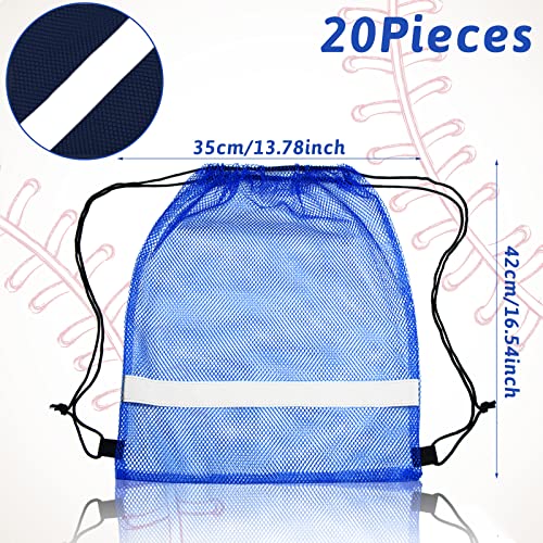 Saintrygo 20 Pcs Reflective Mesh Drawstring Bag 16.54 x 13.78 Inch Quick Drying Swimming Sport Beach Bag Swimming Athletic Gym Clothes Beach Sports Storage(Blue) - color: Blue