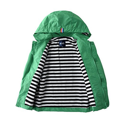 M2C Boys Girls Hooded Cotton Lined Rain Jacket Light Windbreaker - color: Green, size: 4-5T