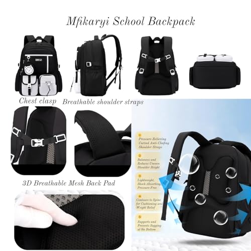 Mfikaryi Kids Backpack for Girls Boys, Teens School Backpack Multi-pocket Bookbag - color: Purple