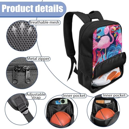 Basketball Backpack With Separate Ball Compartment And Shoes Fit Basketball Volleyball Football - color: Flamingo