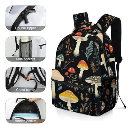 Casual Laptop Backpack for Men Women Travel Large Daypack Lightweight Backpack Dark Wild Mushrooms Bookbags for College Office Hiking - color: Color(533)